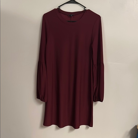 Elegant Burgundy Long Sleeve Dress - Picture 1 of 6